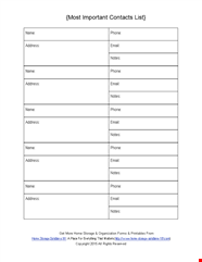 Download Free Contact List Template Organize Emails Notes Addresses 