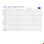 Summer Running Log for Girls | Liberty Running Log example document template