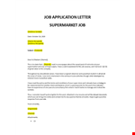 Application for a Job in Supermarket example document template