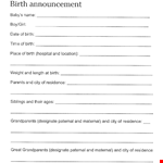 Download Beautiful Birth Announcement Template example document template