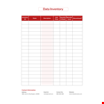 Data Inventory Template example document template