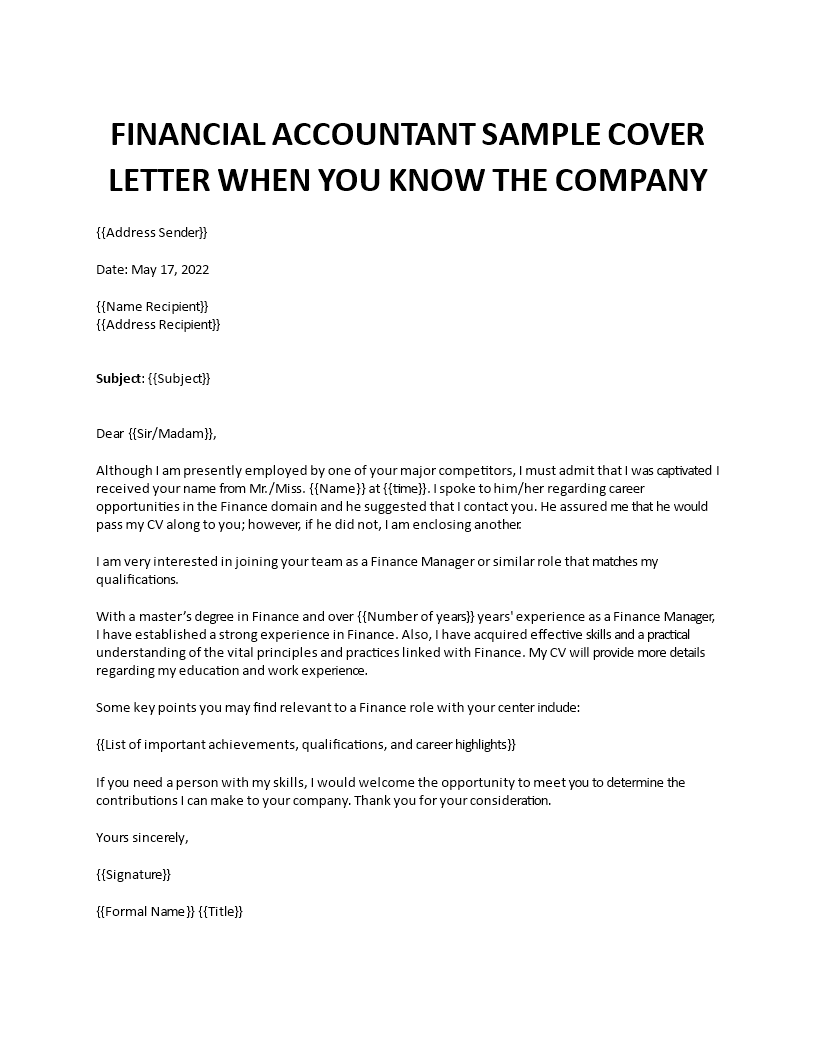 financial accountant cover letter example australia