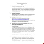 Medical Equipment Management Plan example document template 