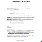 Party Consignment Agreement Template - Create a Binding Agreement example document template 