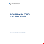 Disciplinary Procedure example document template