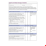 Health and Safety Induction Checklist for Starter Employees | Ensuring Safety and Health Compliance example document template