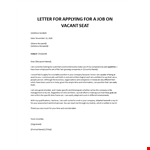 Application letter for any vacant position example document template