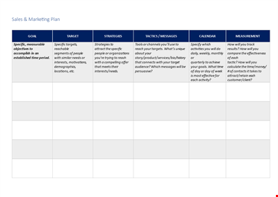 Sales And Marketing Plan