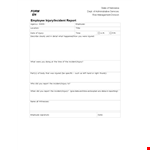 Customer Injury Incident Report example document template