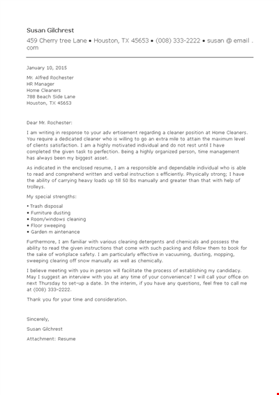 Experienced Cover Letter Template