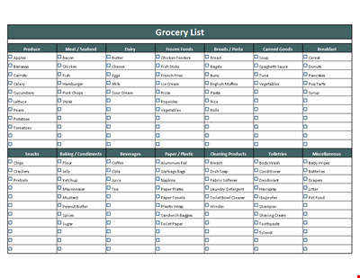 Free Grocery List Template - Organize Your Shopping