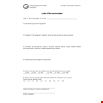 Template for Recommendation Letter From Teacher - Student Applicant example document template
