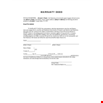 Warranty Deed Template for Grantor and Grantee to Transfer Premises example document template 