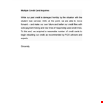 Letter Of Explanation for Credit Lines: Addressing Multiple Inquiries example document template