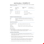 Student Curriculum Vitae Sample example document template 