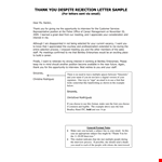 Thank You Rejection Letter - Interview Email: Thank You Sincerely example document template 