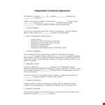 Independent Contractor Agreement for Services | Company Contract example document template