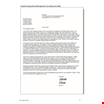 Management Consulting application letter example document template
