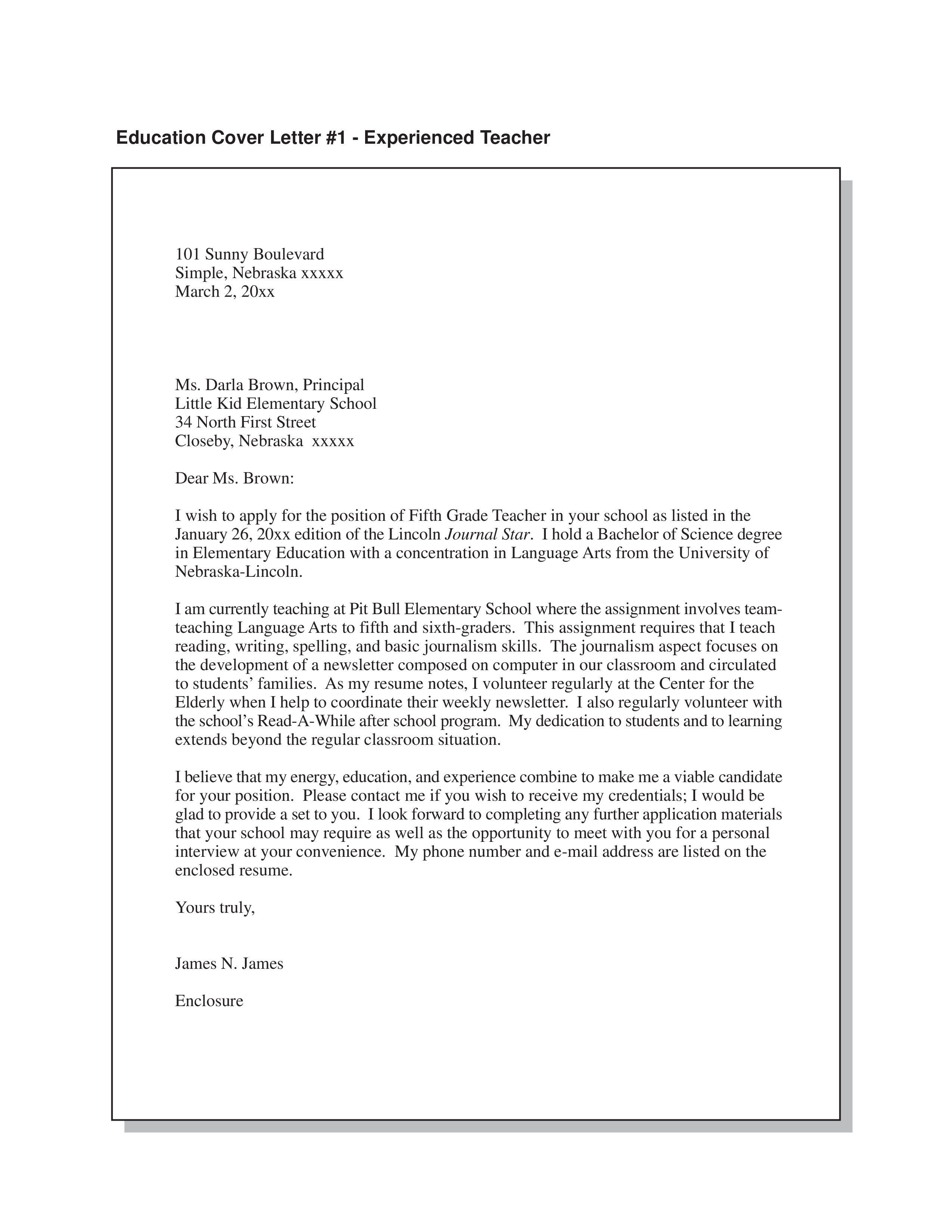 Education Cover Letter 0990