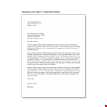 Education Cover Letter example document template 