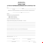 Appeal Letter for Suspension and Reprimand by Administrator example document template