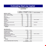 Free Estimate Template for Company | Monthly & Startup Capital example document template