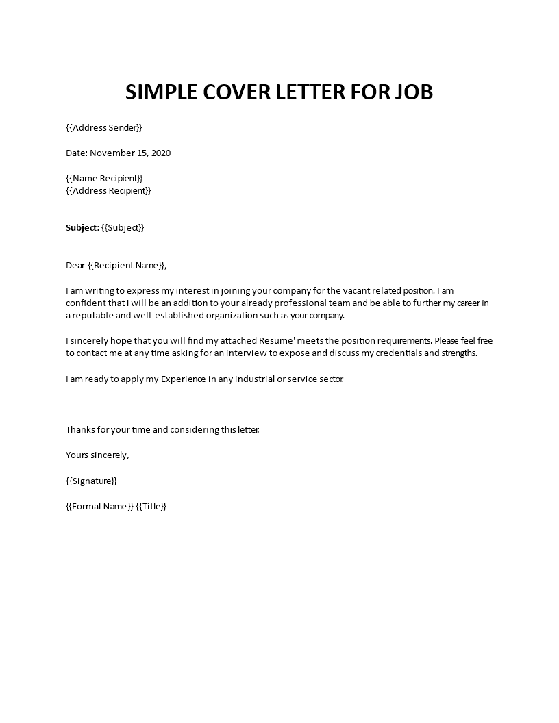 cover letter for seeking employment