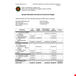 Sample International Conference Budget: Estimated Expenses & Planning example document template