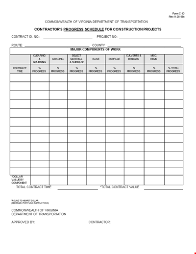 Construction Chart Template