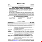 Construction Sales Representative Resume example document template