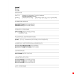 Position | Location Curriculum Vitae Template - Association | Dates example document template