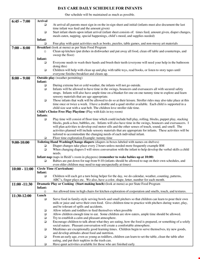 Infant Feeding Schedule Template | Simplify Your Children's Daily Routine