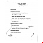 Weekly Staff Meeting Agenda example document template