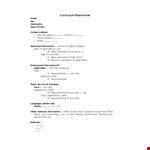 Resume Cv Format Pdf example document template