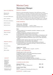 Maintenance Manager Resume