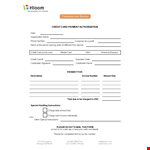 Credit Card Authorization Form Template example document template