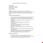 Resume Format For Fresher Teacher example document template 