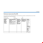 Improve Employee Performance - Performance Improvement Plan Template example document template