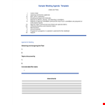 Special Meeting Agenda Template example document template