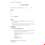 Joint Venture Agreement Template - Create a Profitable Joint Venture with this Agreement example document template 