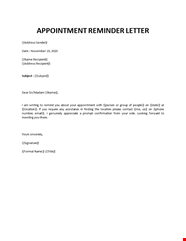 Appointment Reminder Email Sample