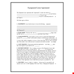 Equipment Lease Agreement - Lease Equipment with Lessee & Lessor example document template