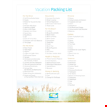 Packing List Template - Free and Printable example document template