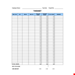 Employee Timesheet Template - Easily Track Total Hours example document template 