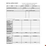 Printable Rental Application example document template