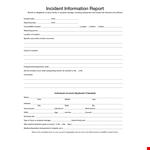 Incident Information Report - Property, Phone, Damage - Get Detailed Information example document template