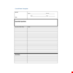 Cornell Notes Template for Organizing Your Agenda by Period and Topic example document template