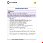 Dentist Office Manager Job Description example document template