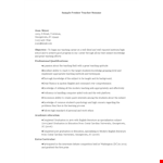 Teacher Resume Format example document template