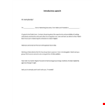 Introductory Speeches example document template 